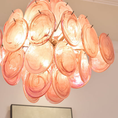 Aurelia Pink Glass Chandelier - Elegant Design with Adjustable Height