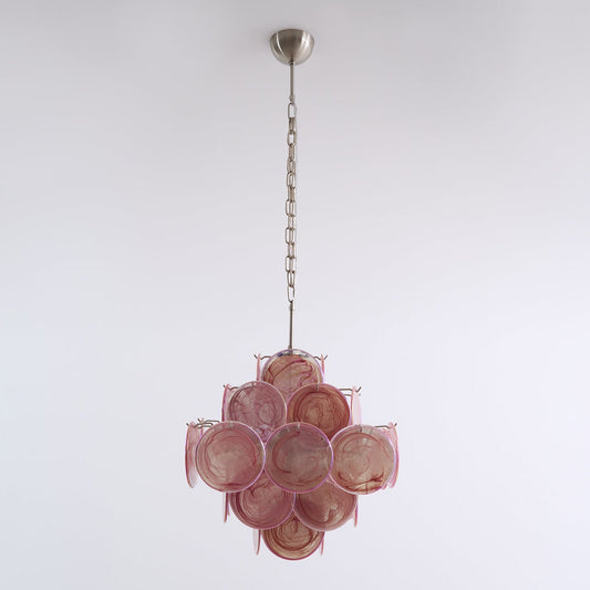 Aurelia Pink Glass Chandelier - Elegant Design with Adjustable Height