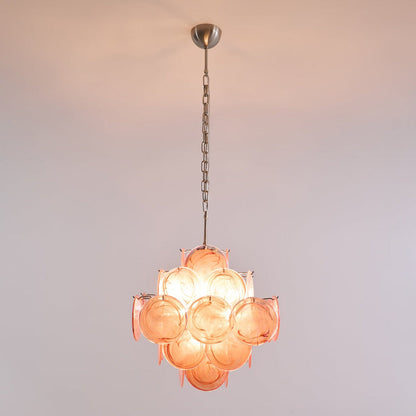 Aurelia Pink Glass Chandelier - Elegant Design with Adjustable Height
