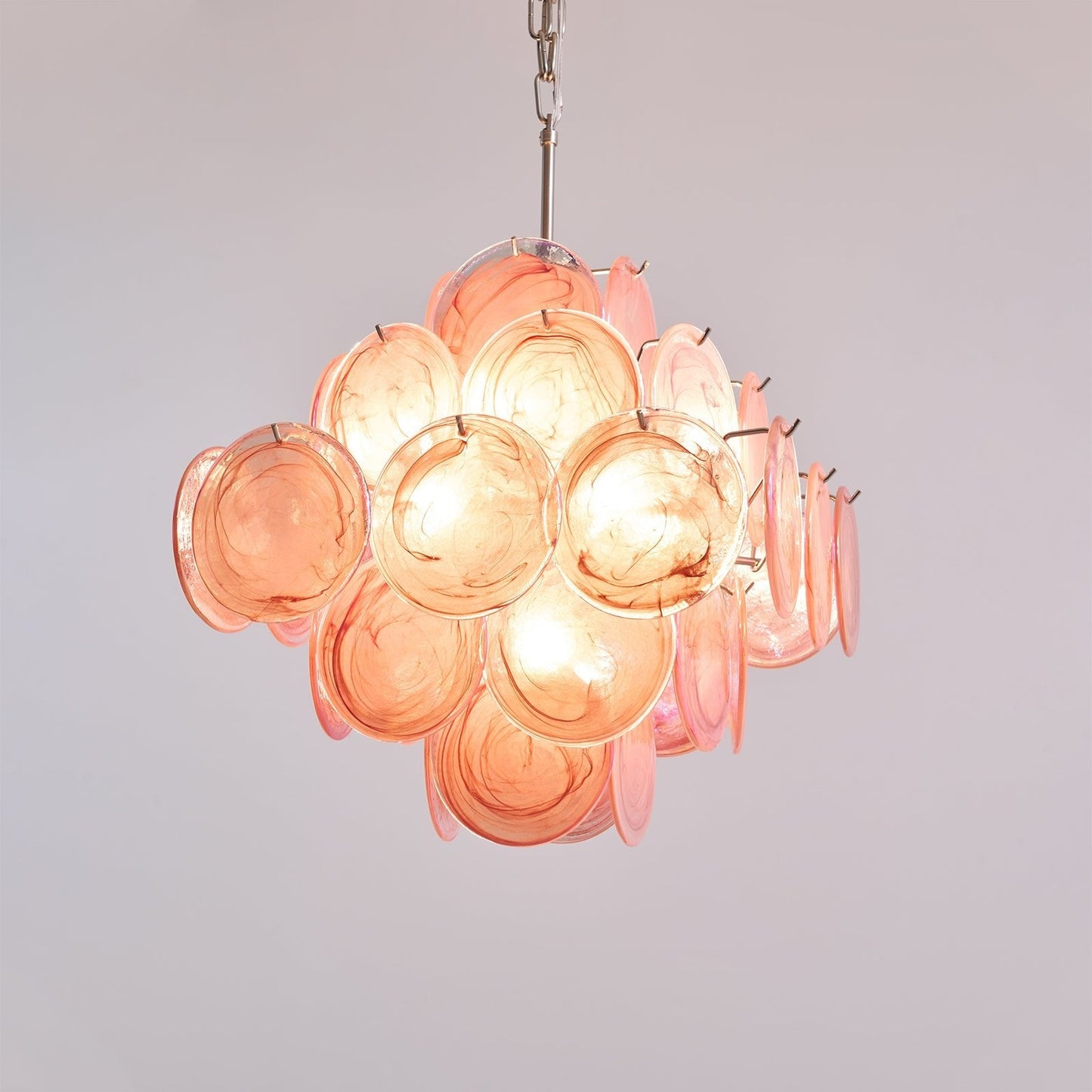 Aurelia Pink Glass Chandelier - Elegant Design with Adjustable Height