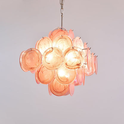 Aurelia Pink Glass Chandelier - Elegant Design with Adjustable Height