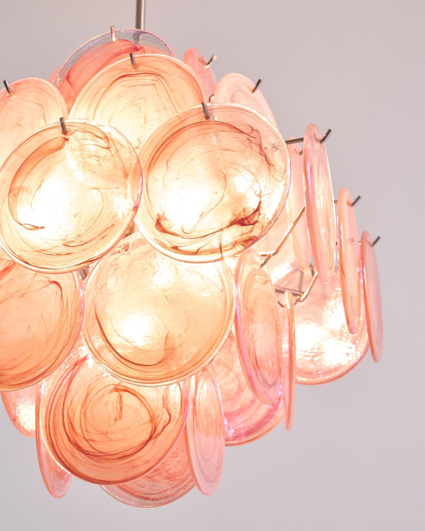 Aurelia Pink Glass Chandelier - Elegant Design with Adjustable Height