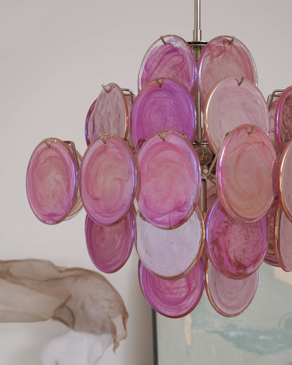 Aurelia Pink Glass Chandelier - Elegant Design with Adjustable Height