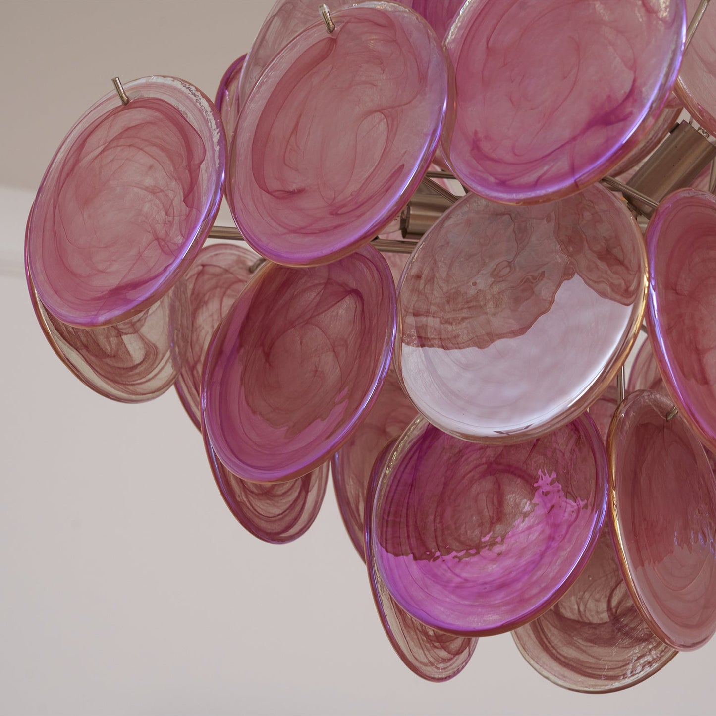 Aurelia Pink Glass Chandelier - Elegant Design with Adjustable Height