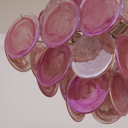 Aurelia Pink Glass Chandelier - Elegant Design with Adjustable Height