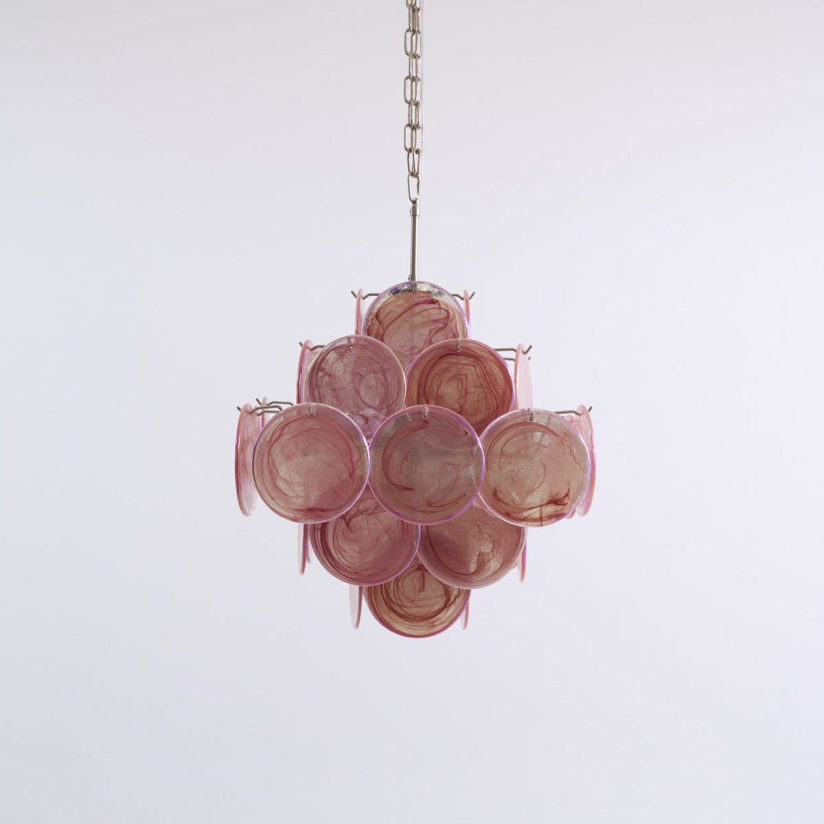 Aurelia Pink Glass Chandelier - Elegant Design with Adjustable Height