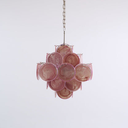 Aurelia Pink Glass Chandelier - Elegant Design with Adjustable Height