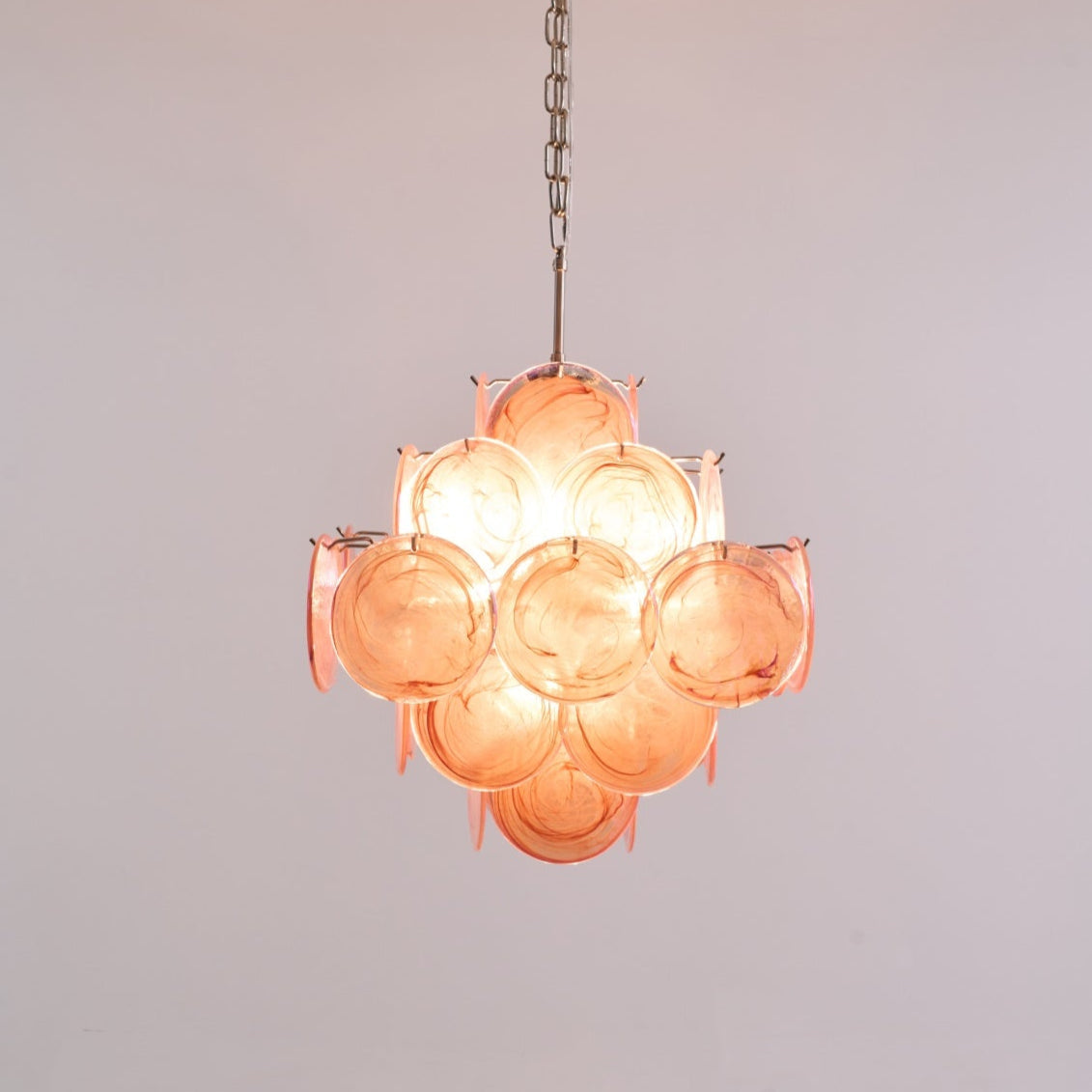 Aurelia Pink Glass Chandelier - Elegant Design with Adjustable Height