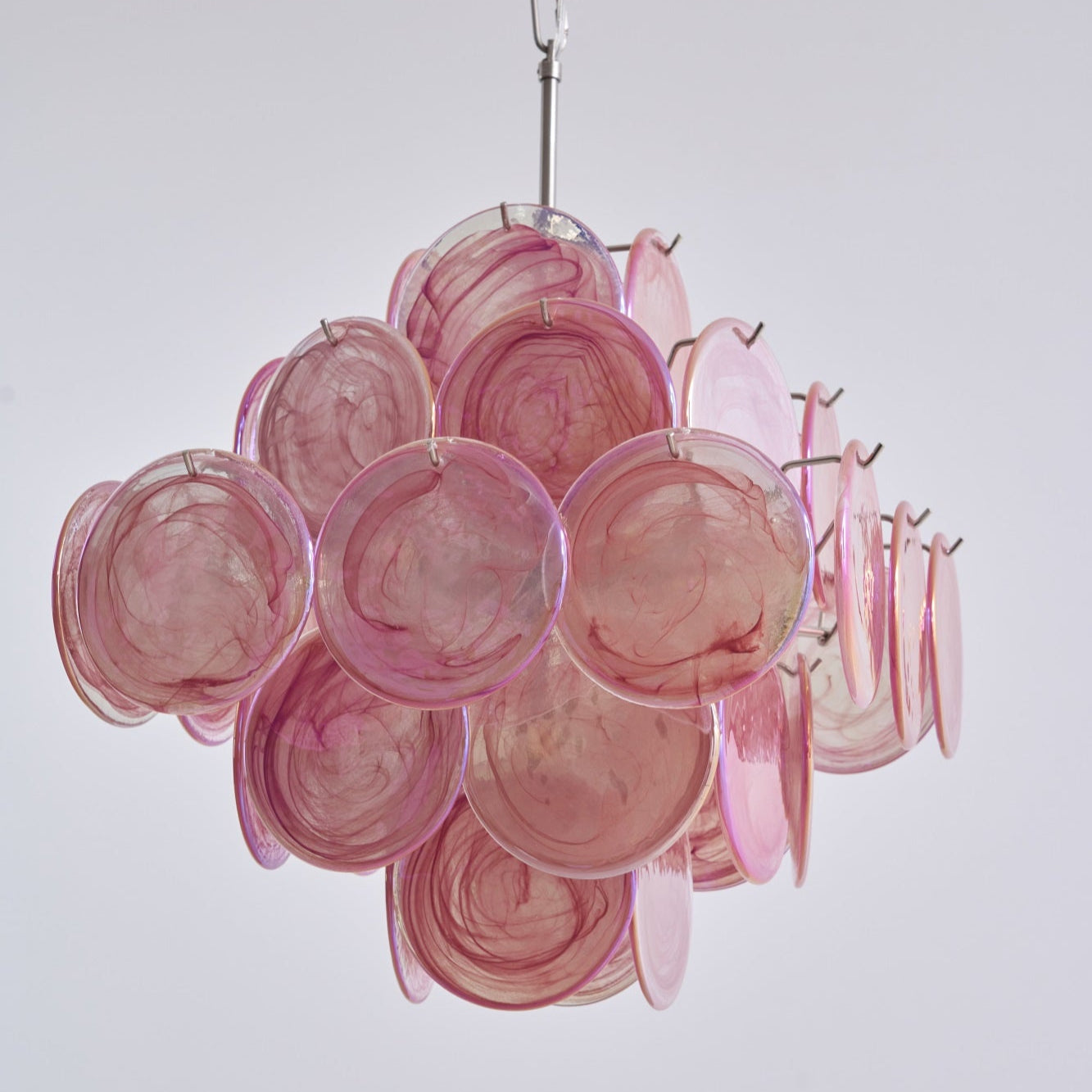 Aurelia Pink Glass Chandelier - Elegant Design with Adjustable Height