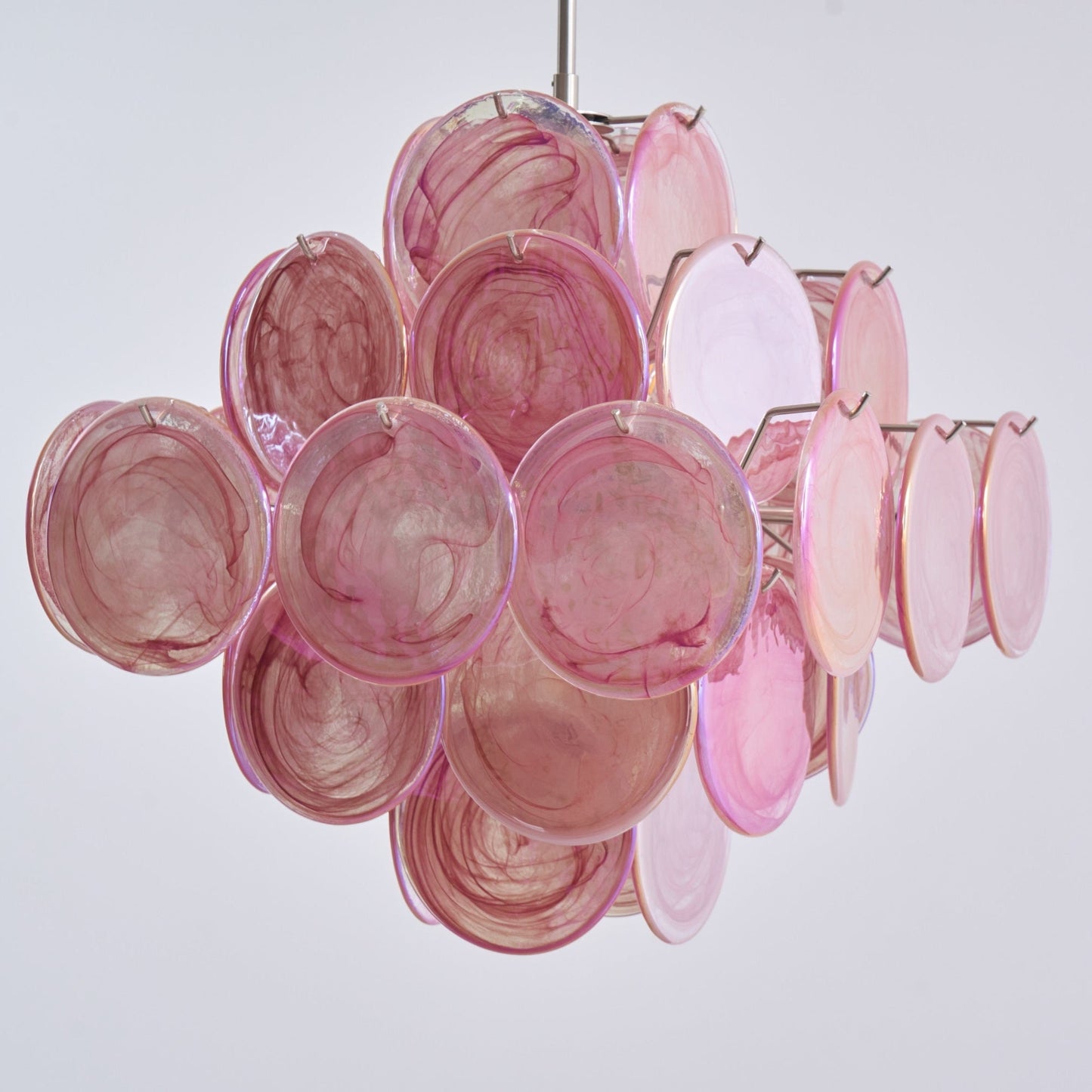 Aurelia Pink Glass Chandelier - Elegant Design with Adjustable Height