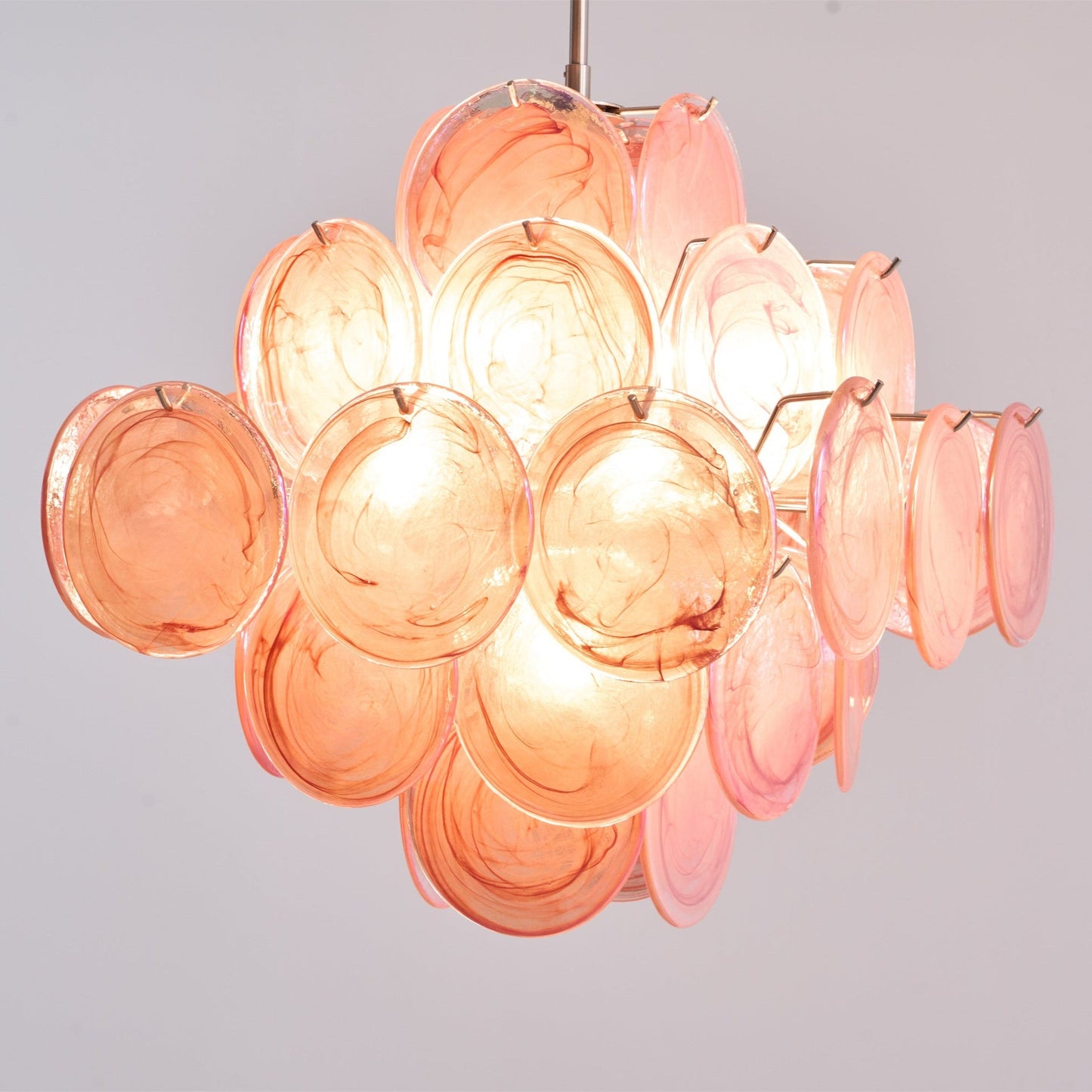 Aurelia Pink Glass Chandelier - Elegant Design with Adjustable Height