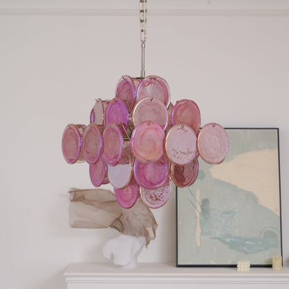 Aurelia Pink Glass Chandelier - Elegant Design with Adjustable Height