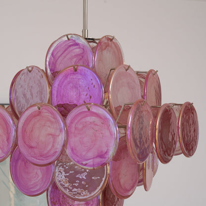 Aurelia Pink Glass Chandelier - Elegant Design with Adjustable Height