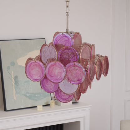 Aurelia Pink Glass Chandelier - Elegant Design with Adjustable Height