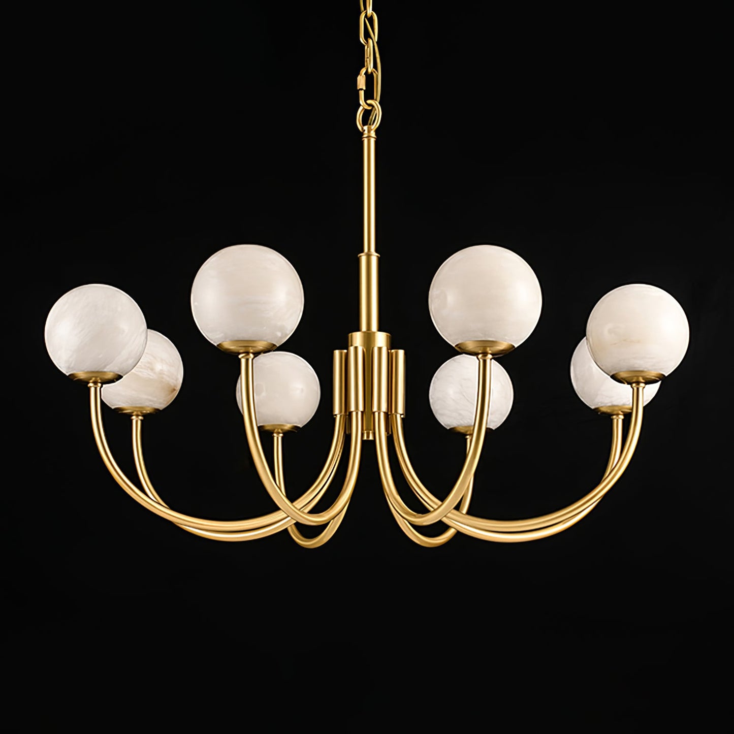 Aurelian Alabaster Globe Chandelier - Elegant Lighting with Adjustable