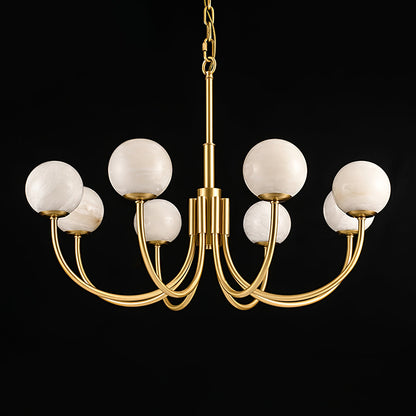 Aurelian Alabaster Globe Chandelier - Elegant Lighting with Adjustable