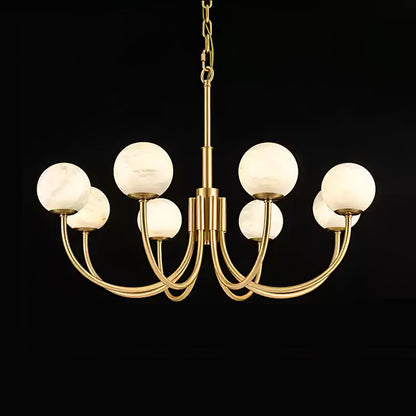 Aurelian Alabaster Globe Chandelier - Elegant Lighting with Adjustable