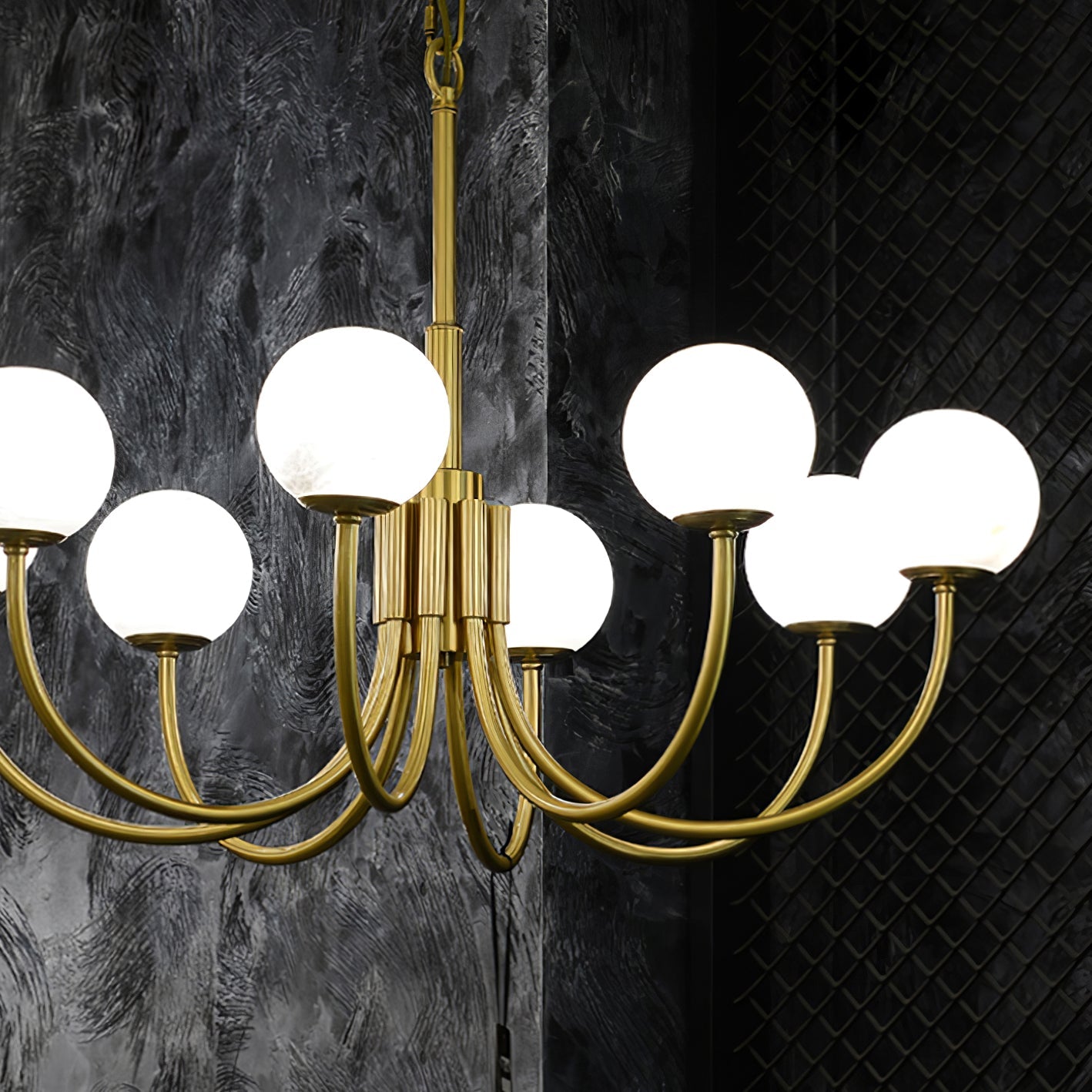 Aurelian Alabaster Globe Chandelier - Elegant Lighting with Adjustable
