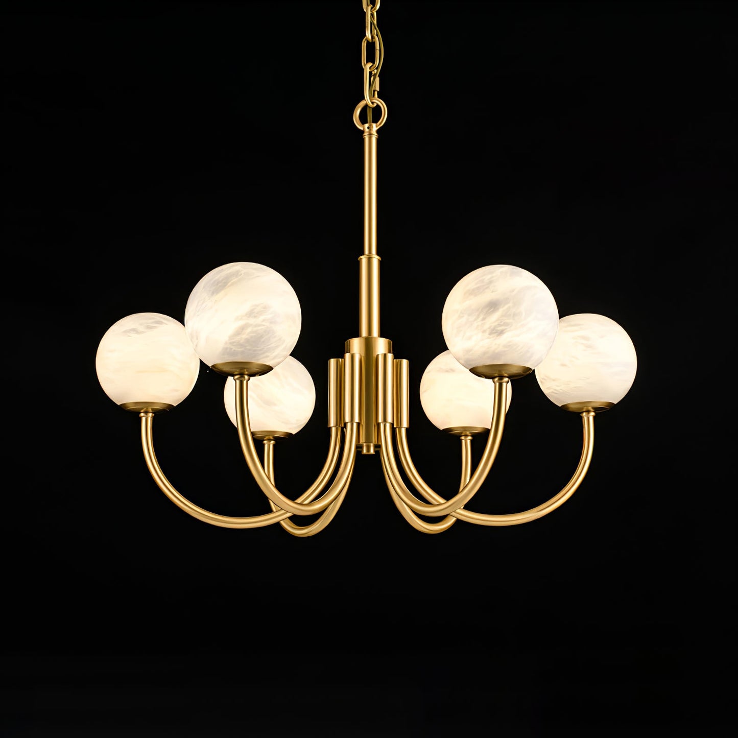Aurelian Alabaster Globe Chandelier - Elegant Lighting with Adjustable