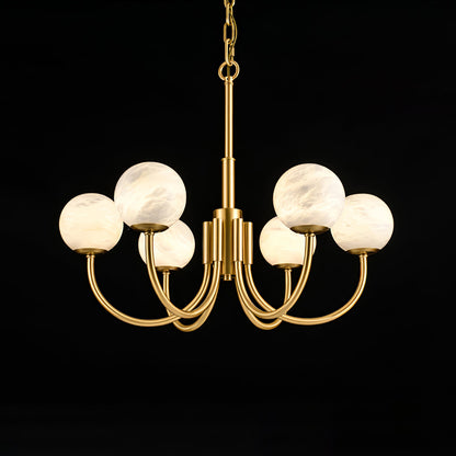 Aurelian Alabaster Globe Chandelier - Elegant Lighting with Adjustable