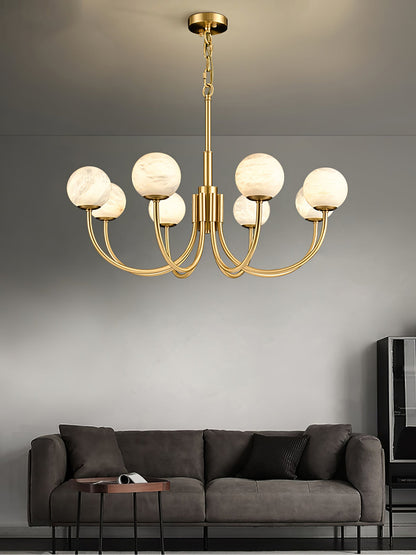 Aurelian Alabaster Globe Chandelier - Elegant Lighting with Adjustable