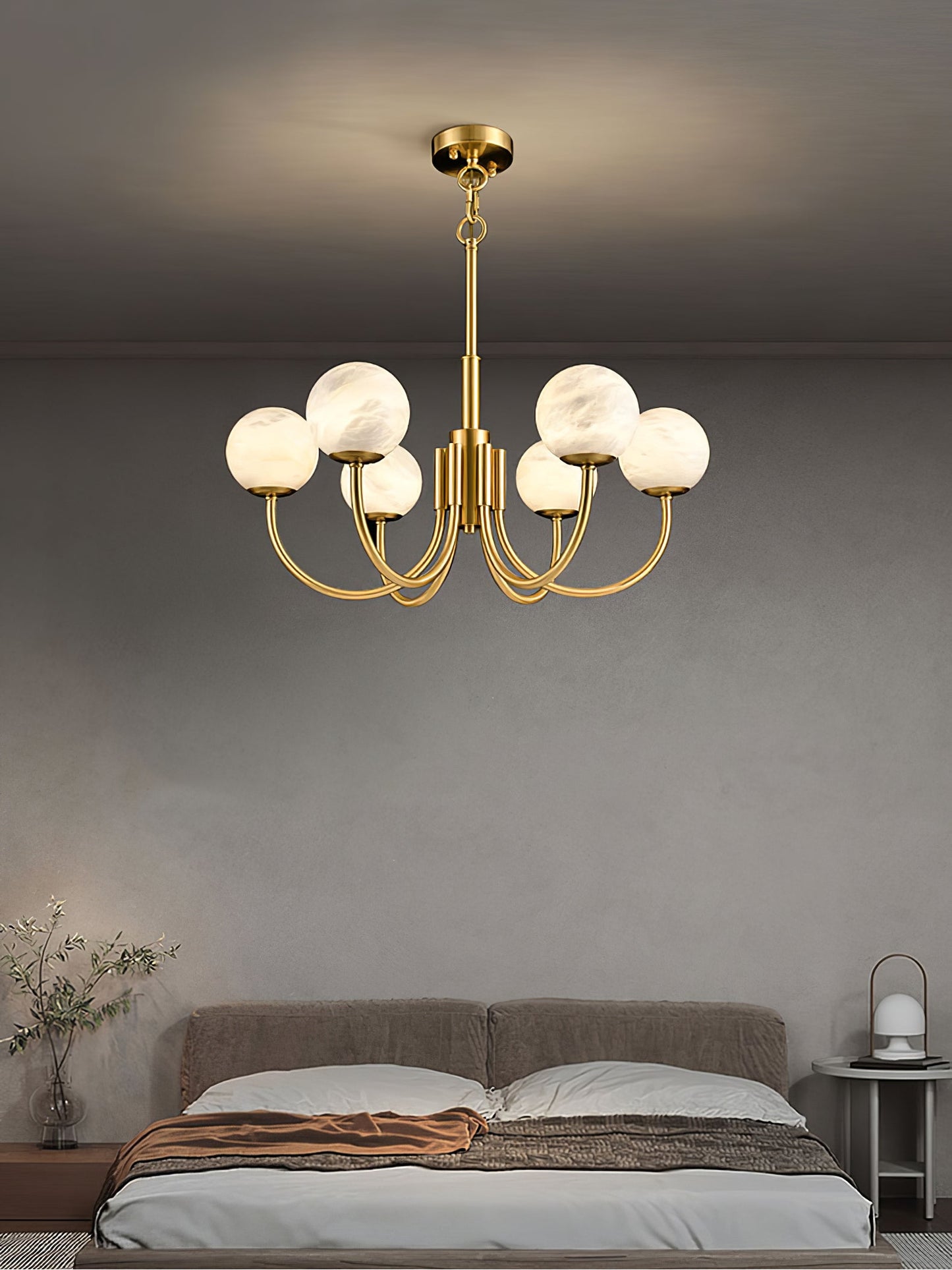 Aurelian Alabaster Globe Chandelier - Elegant Lighting with Adjustable