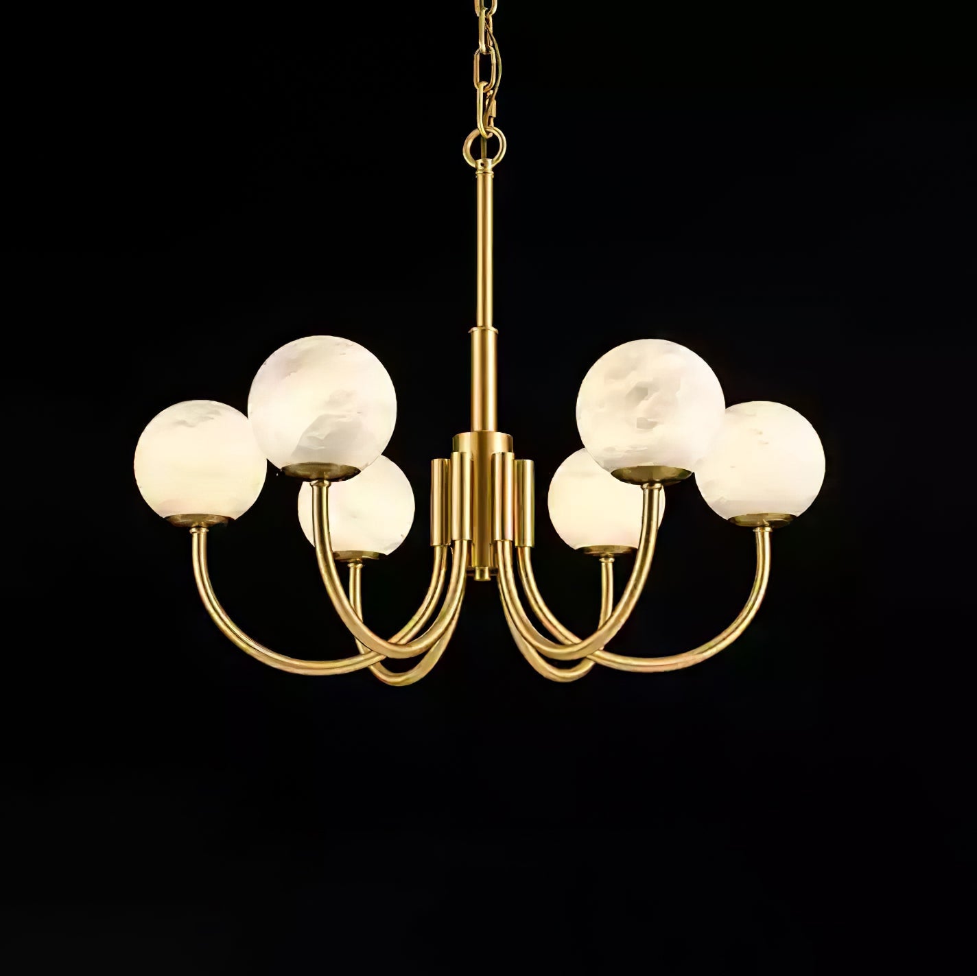 Aurelian Alabaster Globe Chandelier - Elegant Lighting with Adjustable