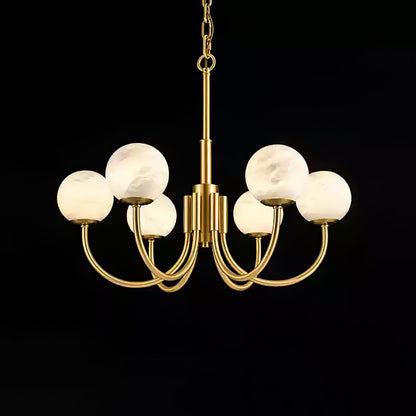 Aurelian Alabaster Globe Chandelier - Elegant Lighting with Adjustable