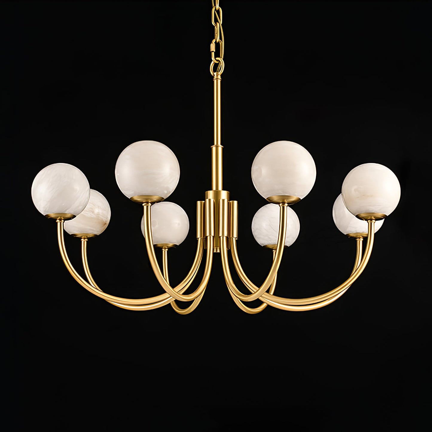 Aurelian Alabaster Globe Chandelier - Elegant Lighting with Adjustable