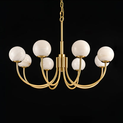 Aurelian Alabaster Globe Chandelier - Elegant Lighting with Adjustable