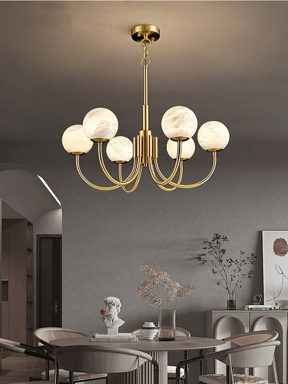 Aurelian Alabaster Globe Chandelier - Elegant Lighting with Adjustable