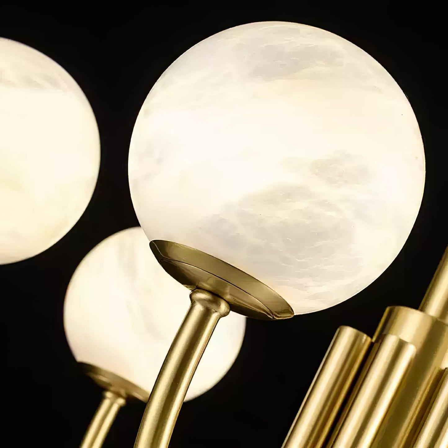 Aurelian Alabaster Globe Chandelier - Elegant Lighting with Adjustable