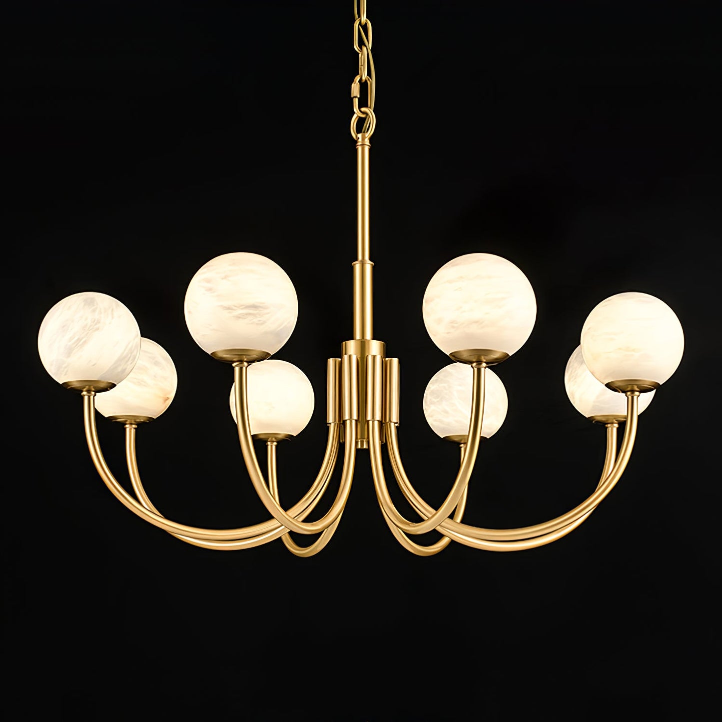 Aurelian Alabaster Globe Chandelier - Elegant Lighting with Adjustable