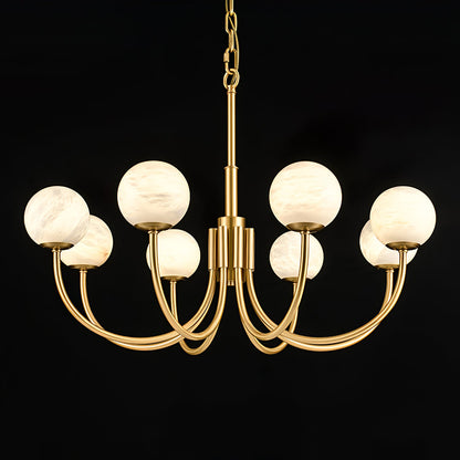 Aurelian Alabaster Globe Chandelier - Elegant Lighting with Adjustable