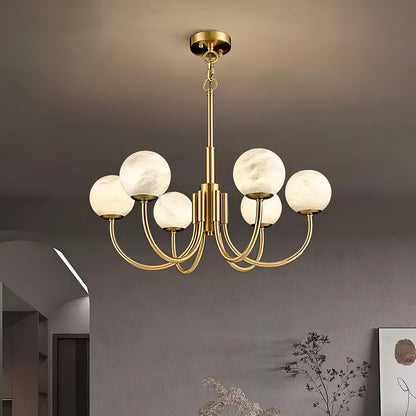 Aurelian Alabaster Globe Chandelier - Elegant Lighting with Adjustable