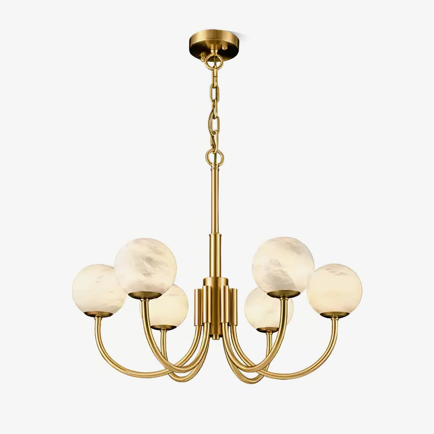 Aurelian Alabaster Globe Chandelier - Elegant Lighting with Adjustable
