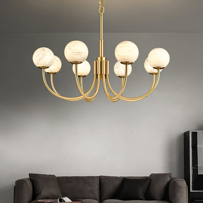 Aurelian Alabaster Globe Chandelier - Elegant Lighting with Adjustable