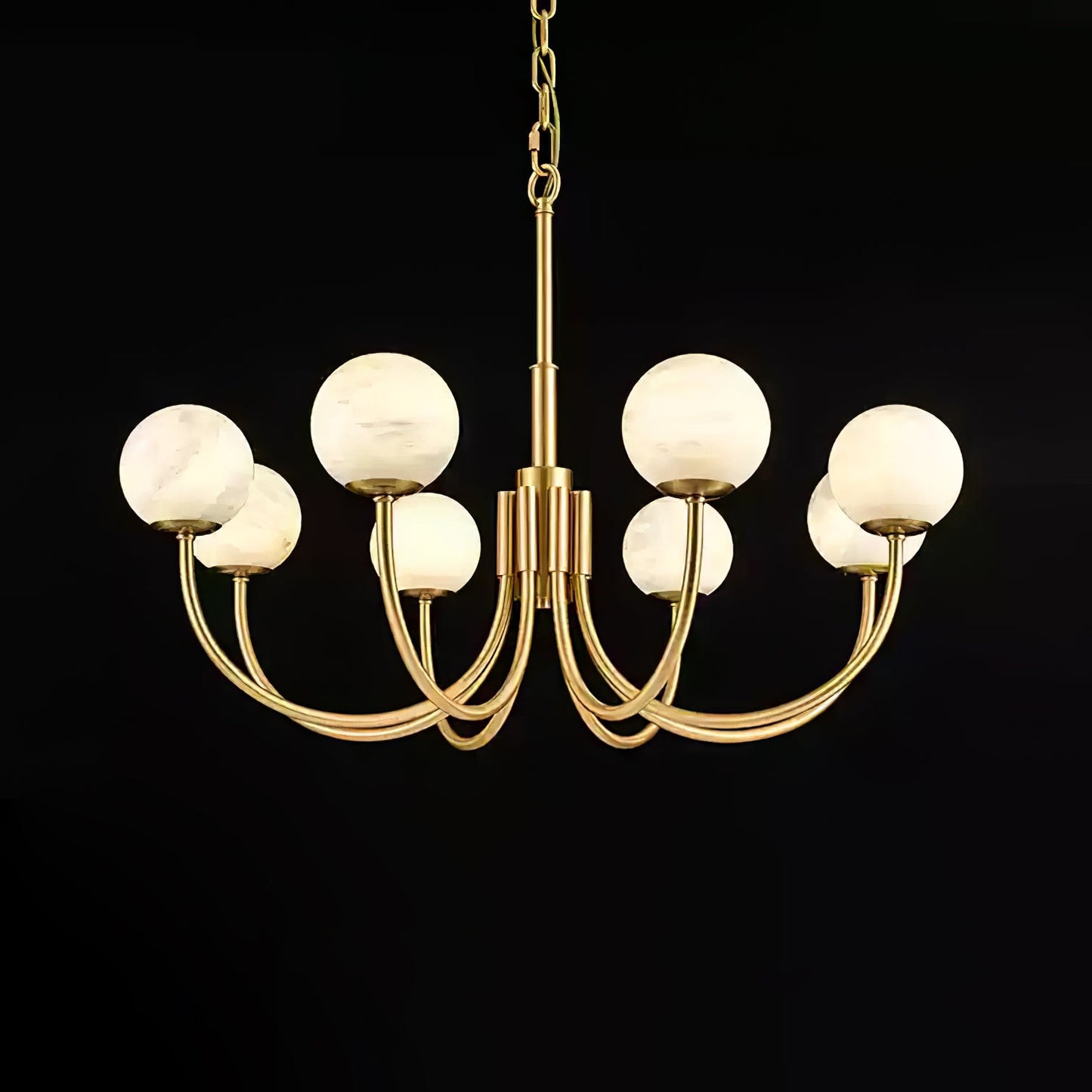 Aurelian Alabaster Globe Chandelier - Elegant Lighting with Adjustable