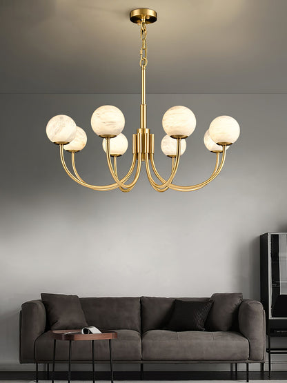 Aurelian Alabaster Globe Chandelier - Elegant Lighting with Adjustable