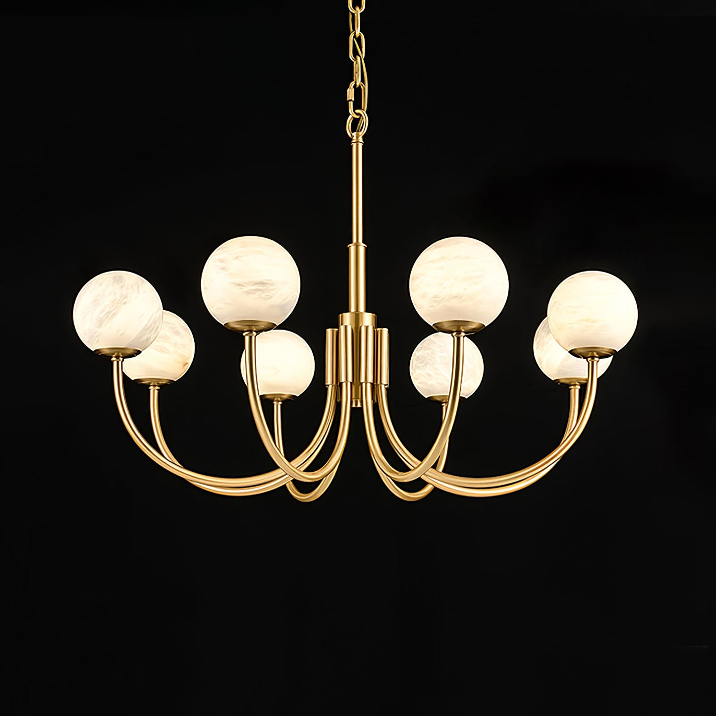 Aurelian Alabaster Globe Chandelier - Elegant Lighting with Adjustable