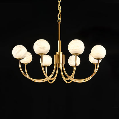 Aurelian Alabaster Globe Chandelier - Elegant Lighting with Adjustable
