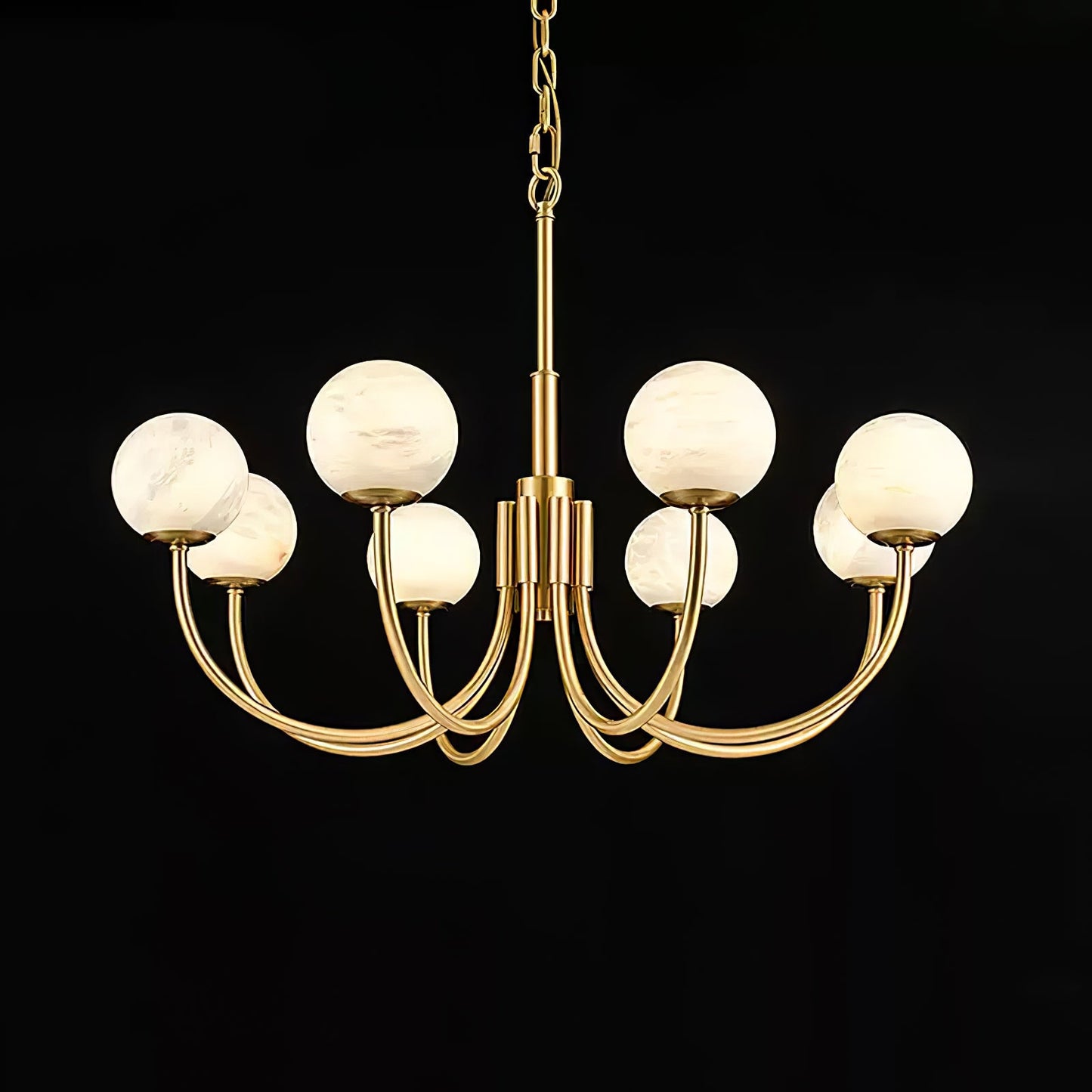 Aurelian Alabaster Globe Chandelier - Elegant Lighting with Adjustable