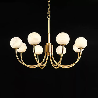 Aurelian Alabaster Globe Chandelier - Elegant Lighting with Adjustable
