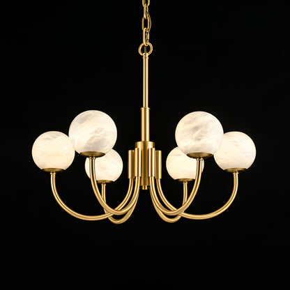 Aurelian Alabaster Globe Chandelier - Elegant Lighting with Adjustable