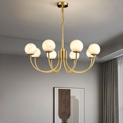 Aurelian Alabaster Globe Chandelier - Elegant Lighting with Adjustable