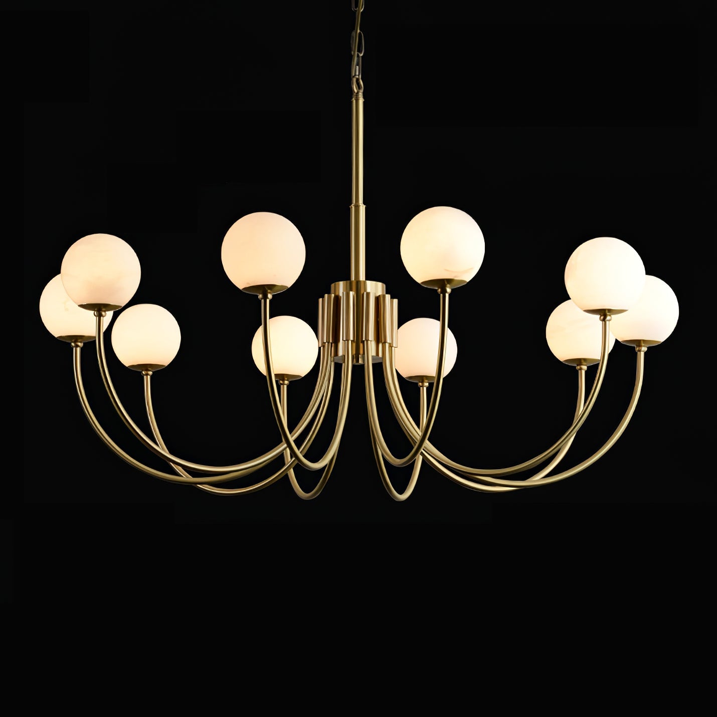 Aurelian Alabaster Globe Chandelier - Elegant Lighting with Adjustable