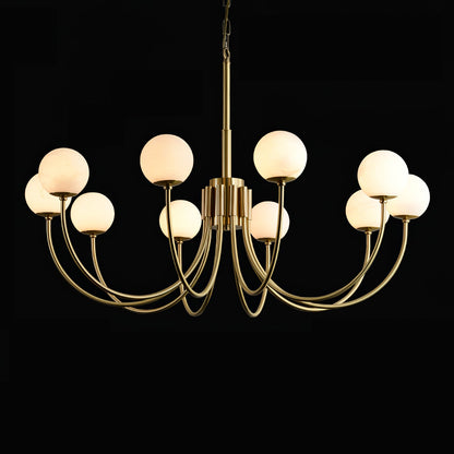 Aurelian Alabaster Globe Chandelier - Elegant Lighting with Adjustable