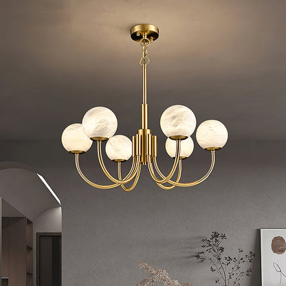 Aurelian Alabaster Globe Chandelier - Elegant Lighting with Adjustable