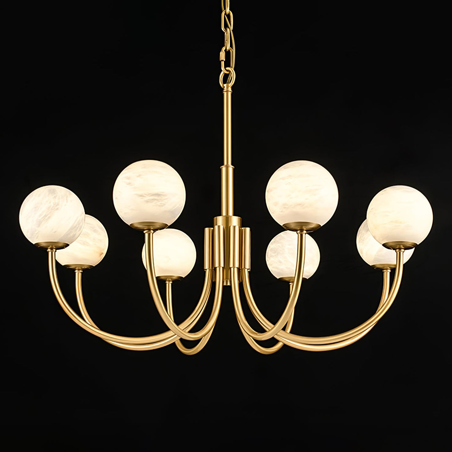 Aurelian Alabaster Globe Chandelier - Elegant Lighting with Adjustable