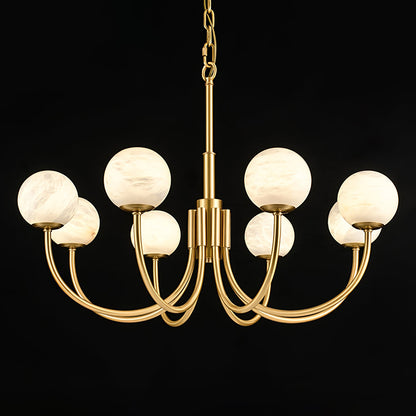 Aurelian Alabaster Globe Chandelier - Elegant Lighting with Adjustable